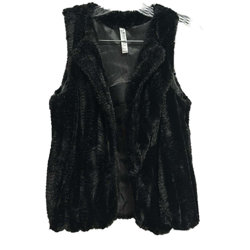 🆕 NWOT BEAUTEES designed in Los Angeles Gorgeous Silky Soft Faux Fur Vest  Sz L